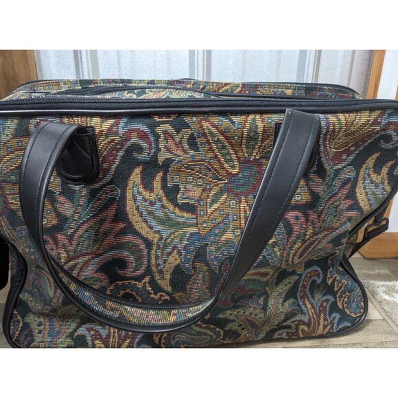 Verdi Boho Tapestry Shoulder Carry On Tote Bag 21"x15"x8" Weekend Retro Vntg - Picture 3 of 16